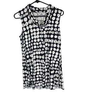 SnoSkin Top Sleeveless Blouse Women S Black White Polka Dot Blouse Cowl Neck Top